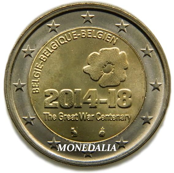 2014 - BELGICA - 2 EURO - PRIMERA GUERRA MUNDIAL