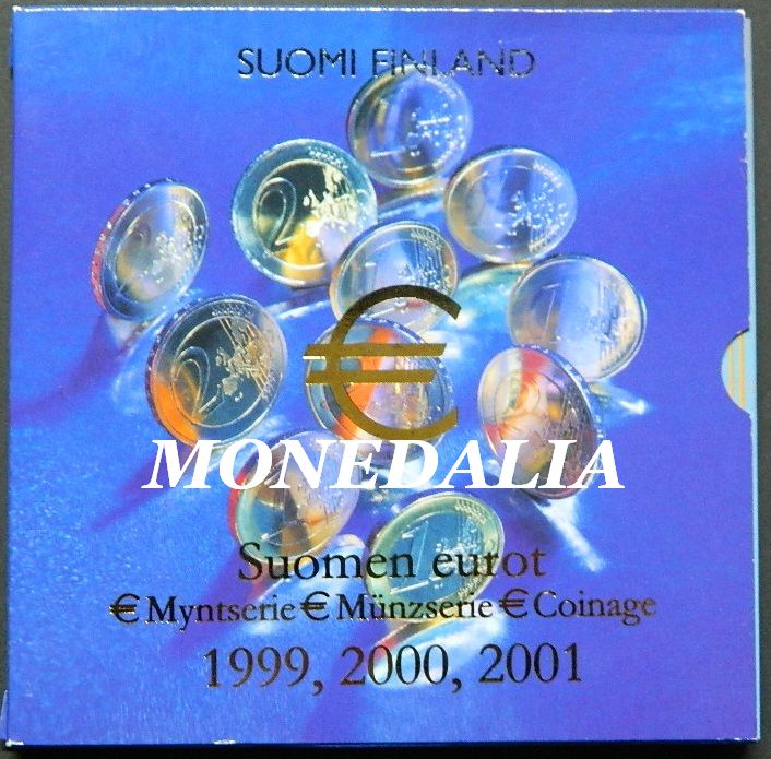 1999, 2000, 2001 - FINLANDIA - TRIPLE SET EUROS - 8 VALORES - EUROSET