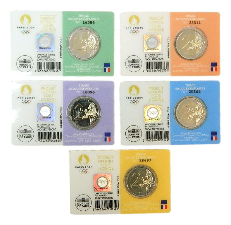 2023 - FRANCIA - 2 EURO - JUEGOS OLIMPICOS - 5 COINCARDS 