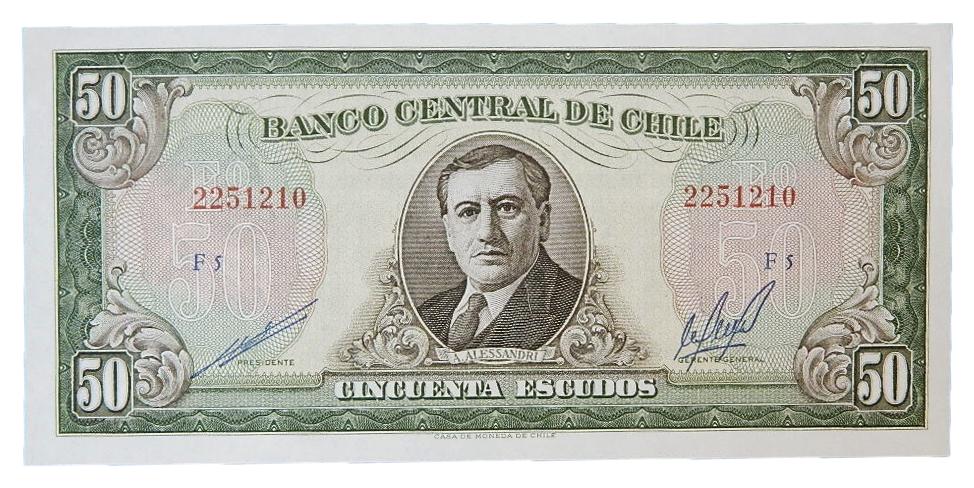 CHILE - BILLETE - 50 ESCUDOS - A. ALESSANDRI