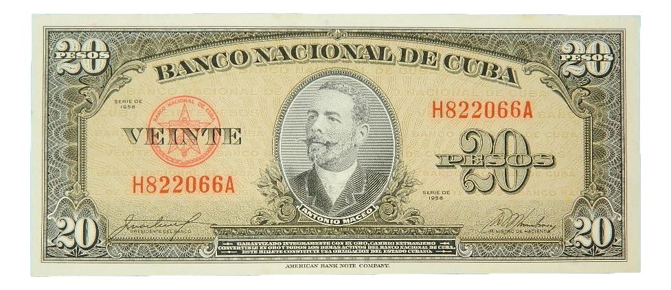 1958 - CUBA - BILLETE - 20 PESOS - SC