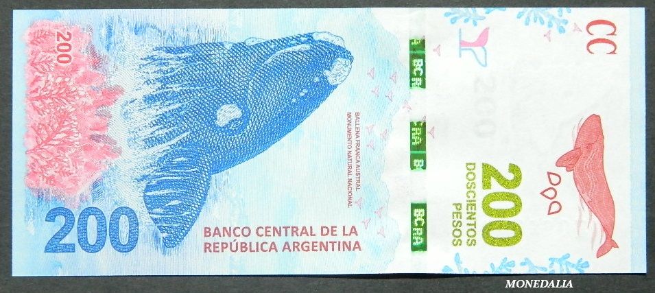 2016 - ARGENTINA - BILLETE - 200 PESOS - BALLENA - SC