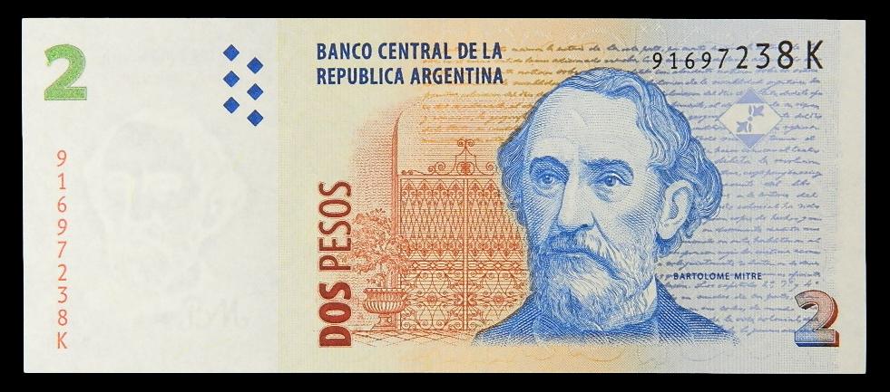 ARGENTINA - BILLETE - 2 PESOS - BARTOLOME MITRE - UNC
