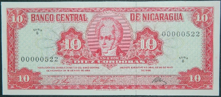 1968 - NICARAGUA - BILLETE -10 CORDOBAS -  PICK 117