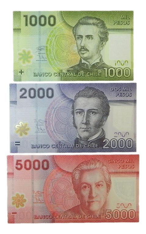 2015-2016-2020 - CHILE - SERIE 3 BILLETES - PESOS