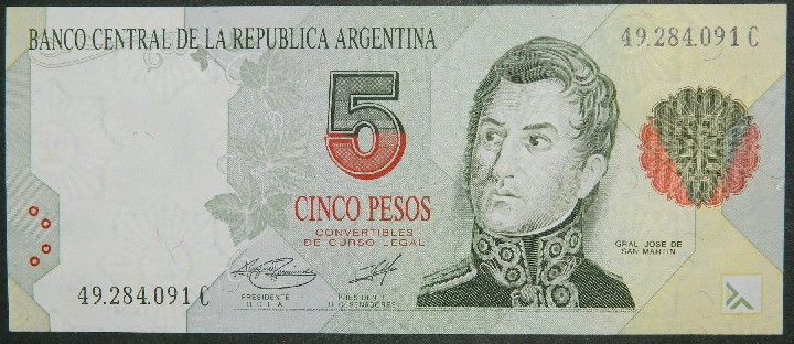 1992-97 ND - ARGENTINA - 5 PESOS - PICK 341b