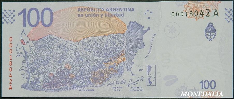2018 - ARGENTINA - BILLETE - 100 PESOS - TARUCA - SC