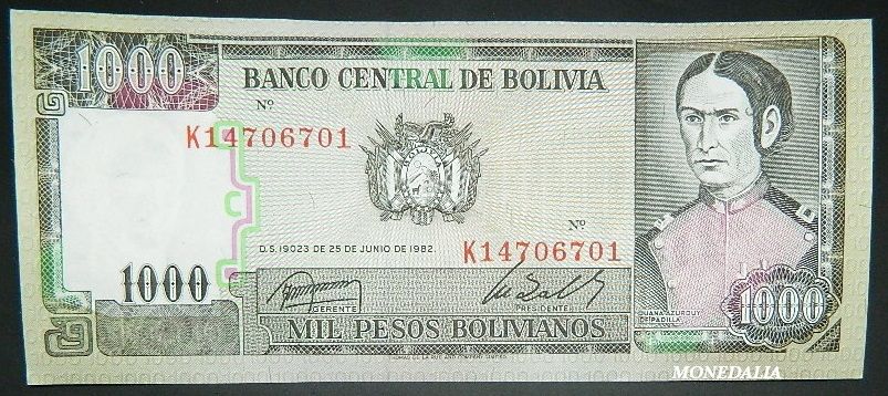 1982 - BOLIVIA - 1000 PESOS BOLIVIANOS 