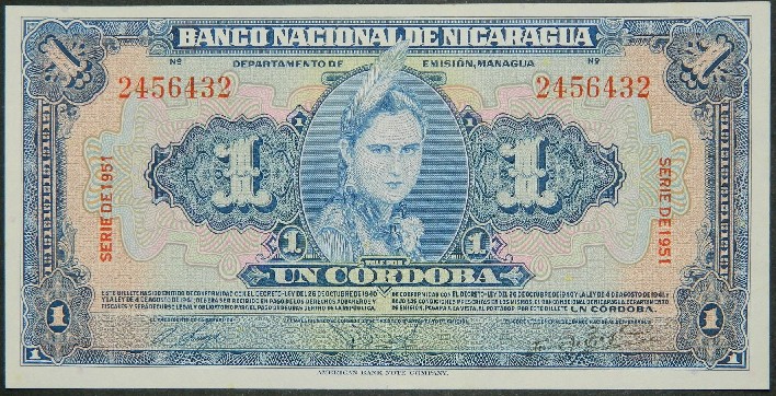 1951 - NICARAGUA - BILLETE - 1 CORDOBA - PICK 91 B