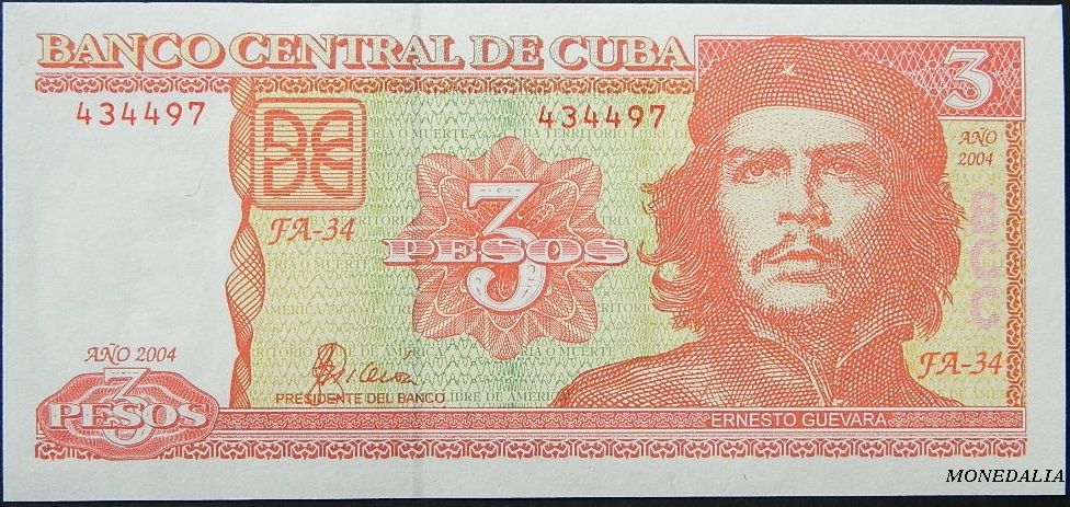 2005 - CUBA - 3 PESOS - PICK 127 - ERNESTO 