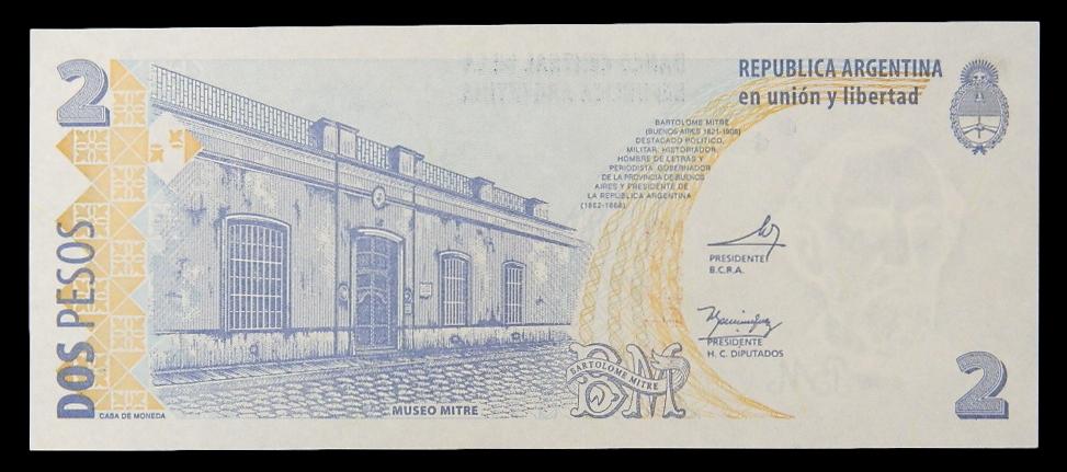 ARGENTINA - BILLETE - 2 PESOS - BARTOLOME MITRE - UNC