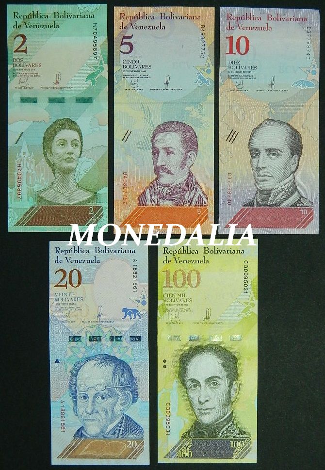 VENEZUELA - SERIE 5 BILLETES - BOLIVARES