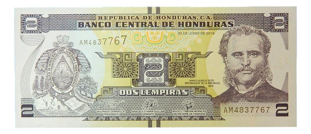 2019 - HONDURAS - 2 LEMPIRAS - BILLETE - SC