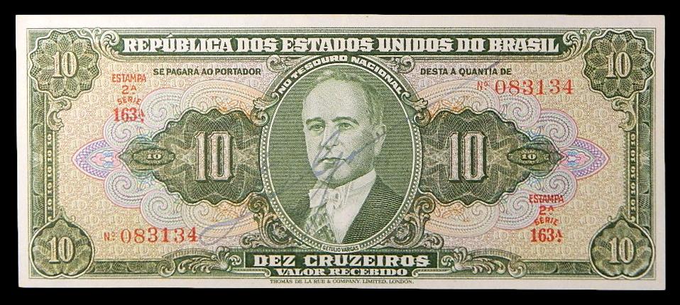 ND (1950) - BRASIL - BILLETE - 10 CRUZEIROS - PICK 143 - MBC+