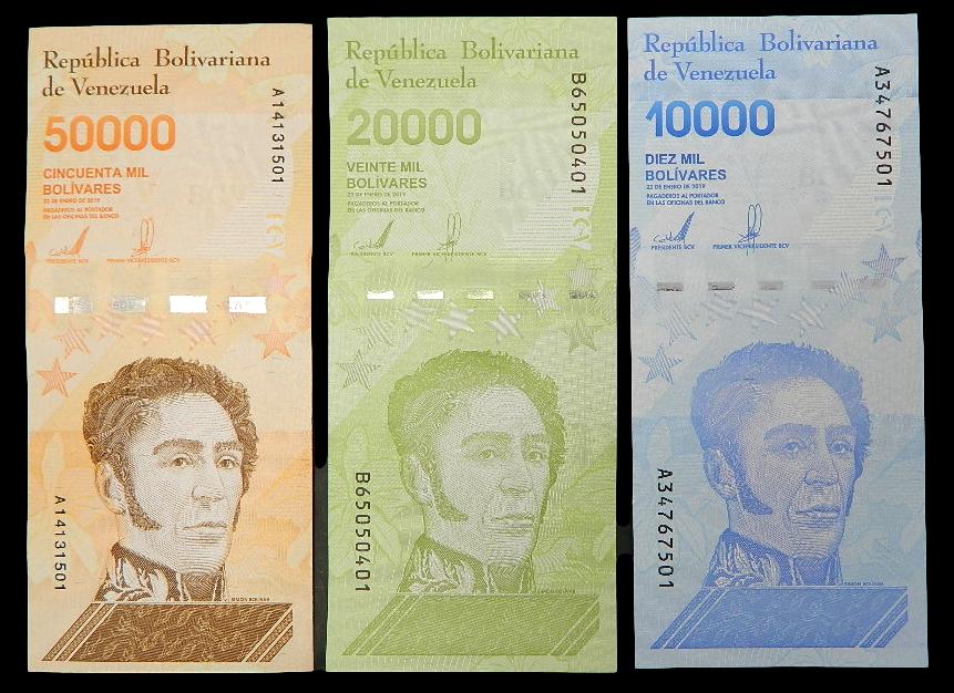 2019 - VENEZUELA - LOTE 3 BILLETES - 10000, 2000 Y 50000 BOLIVARES - SC
