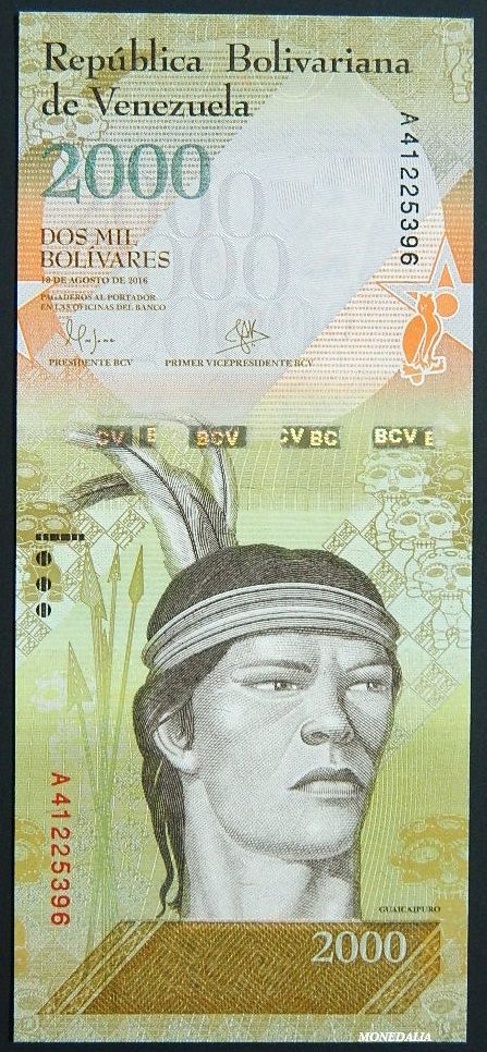 2016 - VENEZUELA - BILLETE - 2000 BOLIVARES - SC