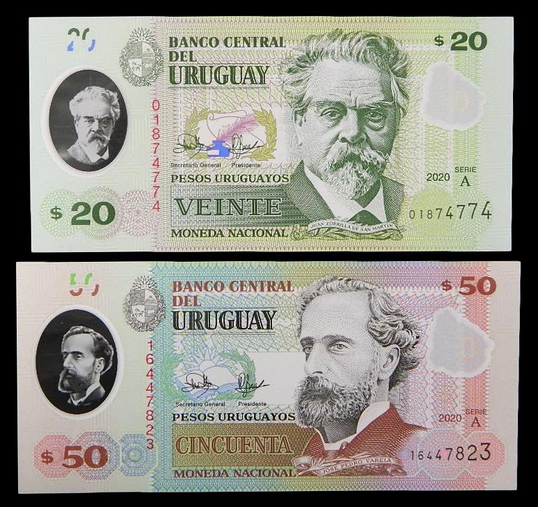 2020 - URUGUAY - PAREJA BILLETES - 20 Y 50 PESOS 