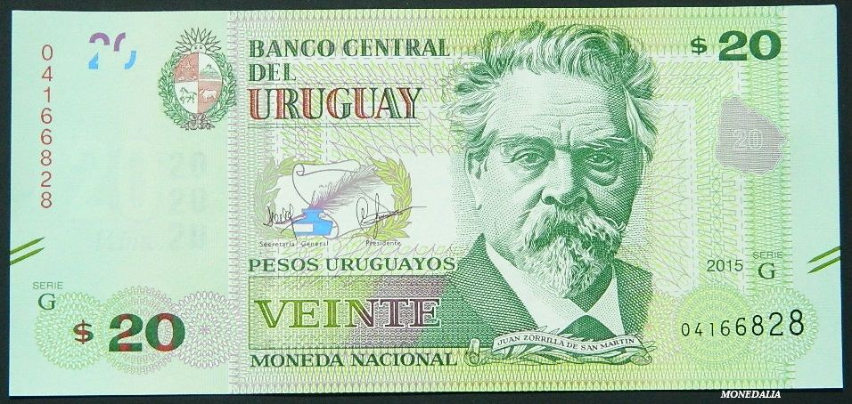 2015 - URUGUAY - BILLETE - 20 PESOS URUGUAYOS