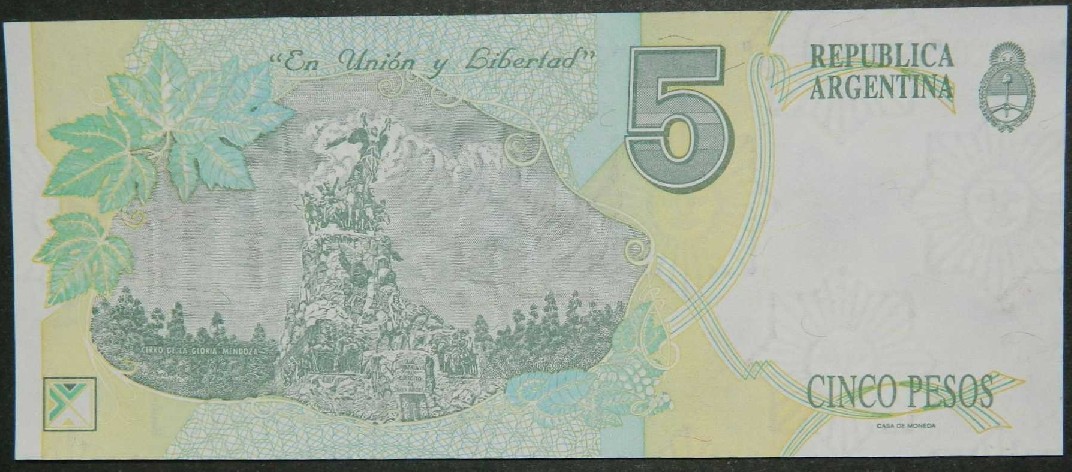 1992-97 ND - ARGENTINA - BILLETE - 5 PESOS - PICK 341b