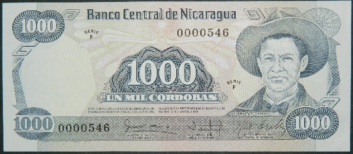 1984 L(1985) - NICARAGUA - BILLETE - 1000 CORDOBAS - PICK 143