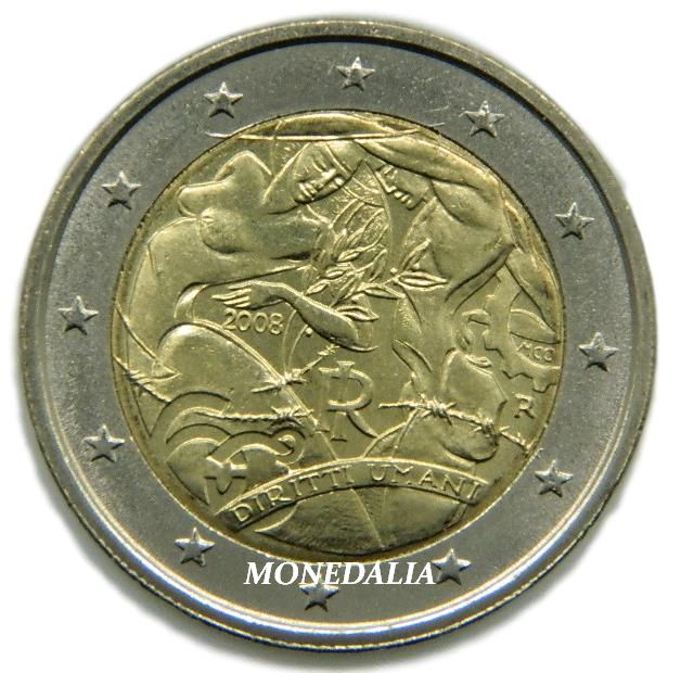 2008 - ITALIA - 2 EURO -  DERECHOS HUMANOS