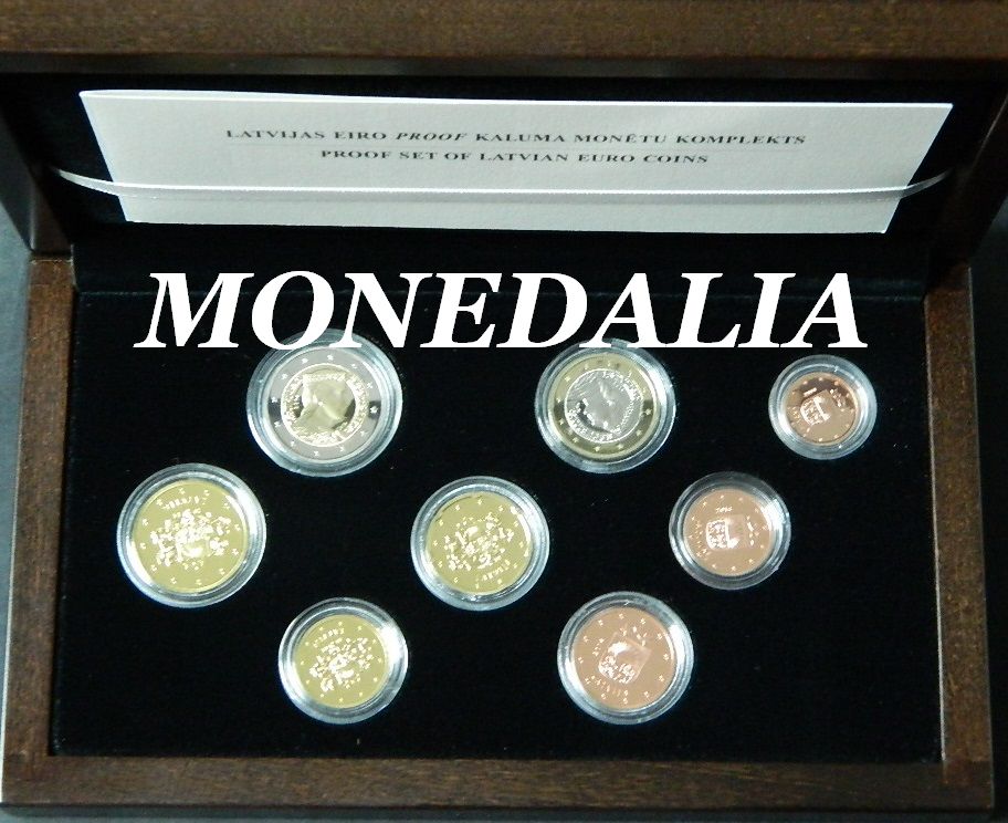 2014 - LETONIA - ESTUCHE EUROS PROOF - EUROSET - 8 MONEDAS