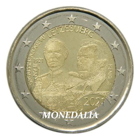 2021 - LUXEMBURGO - 2 EUROS - DUQUE JEAN - GOFRADO