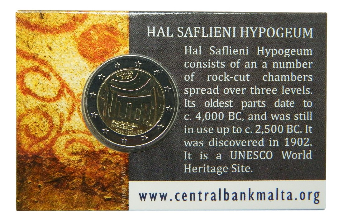 2022 - MALTA - 2 EURO - TEMPLOS - HIPOGEO DEL HAL SAFLIENI - COINCARD