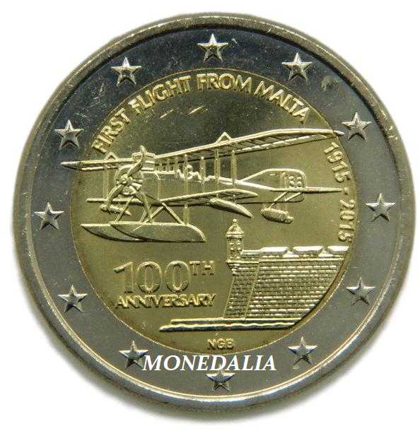 2015 - MALTA - 2 EUROS - VUELO - AVIACION