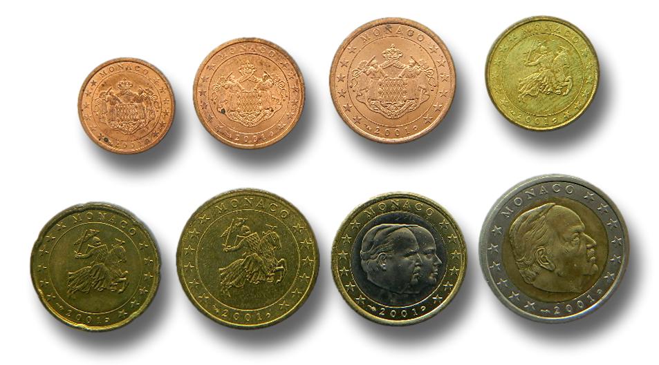 2001 - MONACO - SERIE EUROS - 8 MONEDAS 