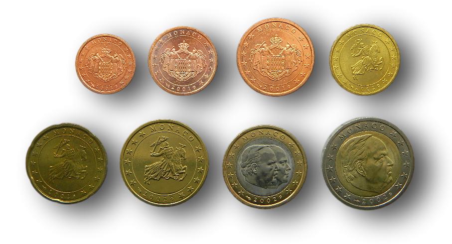MONACO - SERIE EUROS - MIXTA - 8 MONEDAS - MANCHITAS