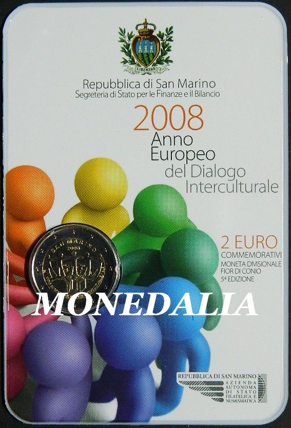 2008 - SAN MARINO - 2 EUROS  - AÑO EUROPEO DIALOGO CULTURAL