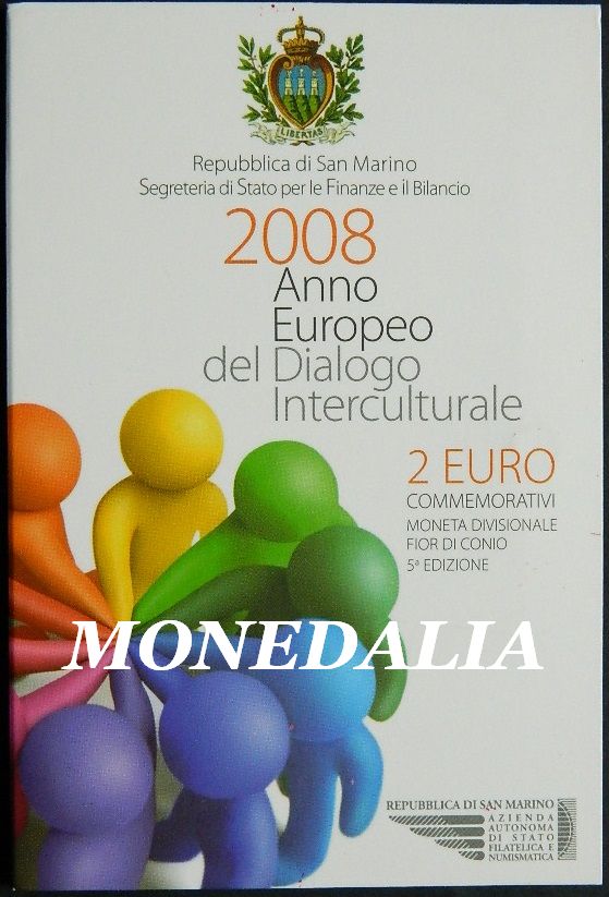 2008 - SAN MARINO - 2 EUROS  - AÑO EUROPEO DIALOGO CULTURAL