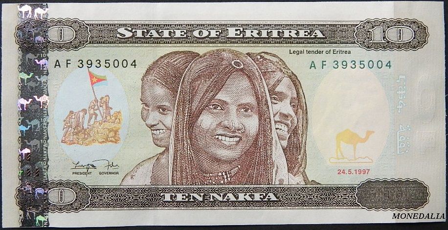 1997 - ERITREA - 10 NAKFA - PICK 3 - UNC 