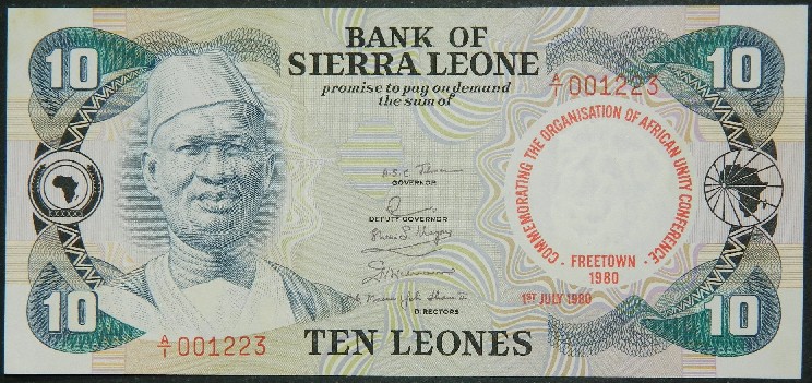 1980 - SIERRA LEONA - 10 LEONES - PICK 13 - SC-