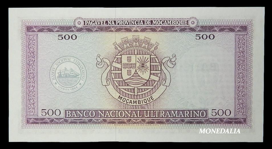 1967 - MOZAMBIQUE - BILLETE - 500 ESCUDOS - PICK 118