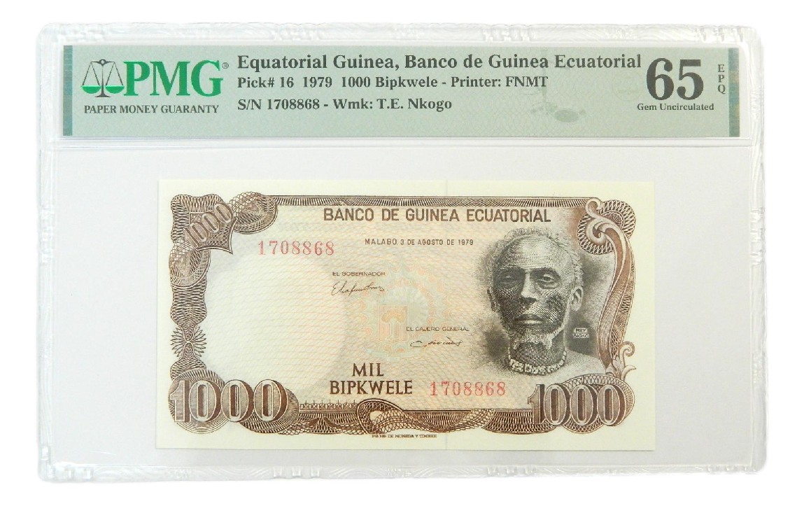 1979 - GUINEA ECUATORIAL - BILLETE - 1000 BIPKWELE - PICK 16 - PMG 