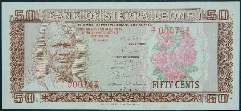 1980 - SIERRA LEONA - 50 CENTS - PICK 9 - EBC