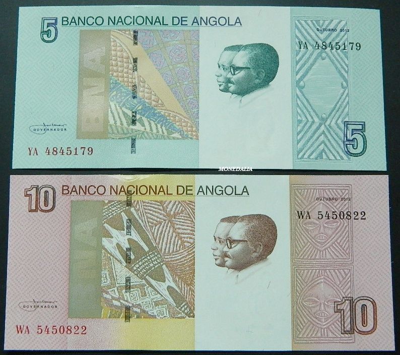 2012 - 2017 - ANGOLA - 5 Y 10 KWANZAS - BILLETES 