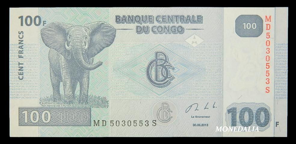 2013 - CONGO - BILLETE - 100 FRANCS - SC