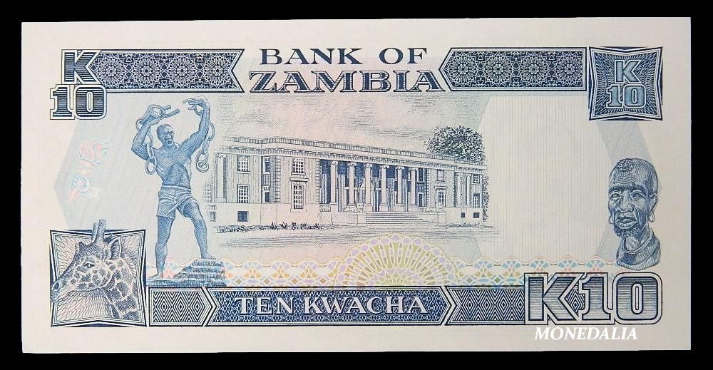 1989 - ZAMBIA - BILLETE - 10 KWACHA - PICK 31a