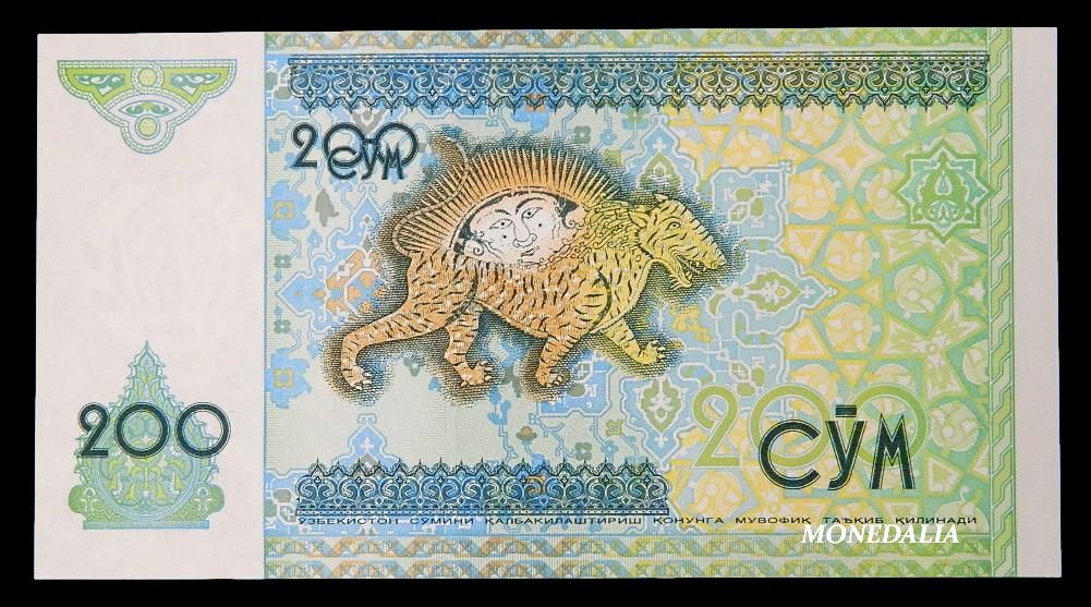 1997 - UZBEKISTAN - BILLETE - 200 SOM - PICK 80 - SC
