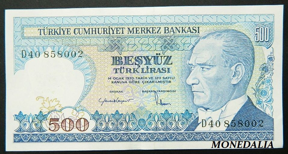 1970 - TURQUIA - 500 LIRAS - BILLETE - PICK 195