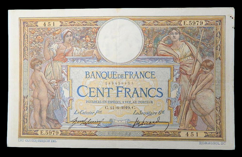 1919 - FRANCIA - 100 FRANCS - PICK 71a - BC-