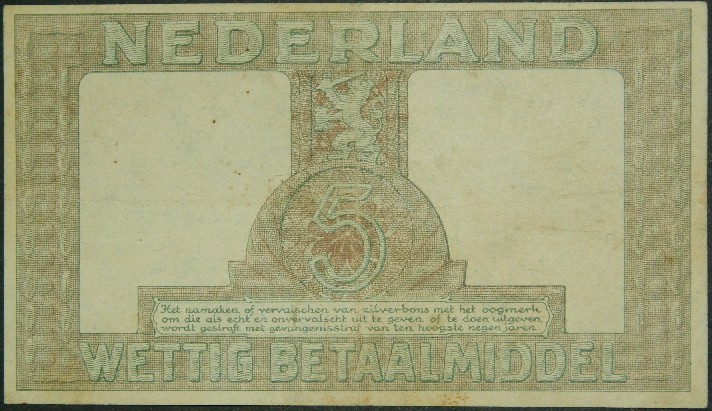 1944 - HOLANDA - 5 GULDEN - PICK 63