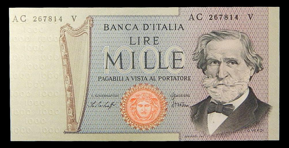 1969 - ITALIA - 1000 LIRE - PICK 101 - UNC