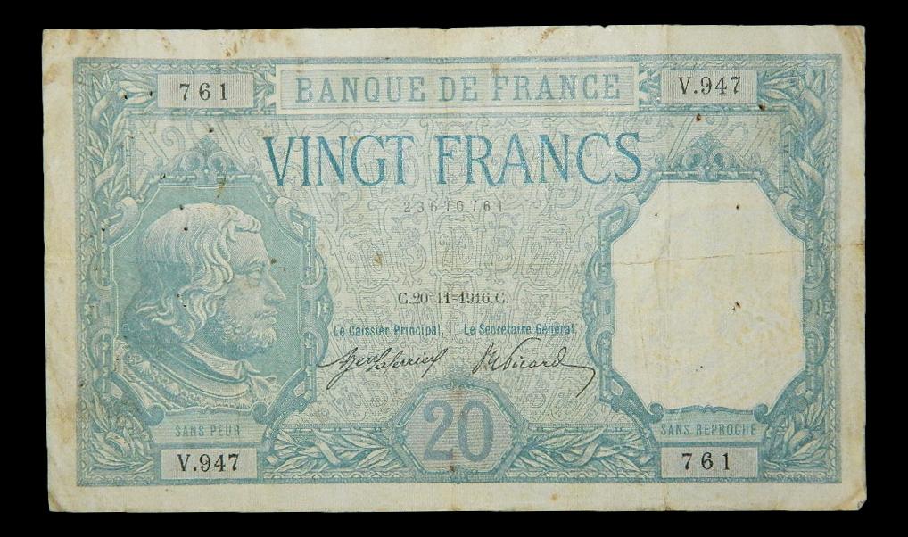 1916 - FRANCIA - 20 FRANCS - PICK 74 - BC