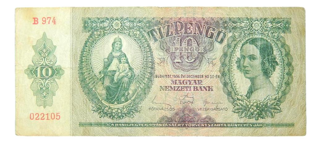 1936 - HUNGRIA - BILLETE - 10 PENGO - PICK 100