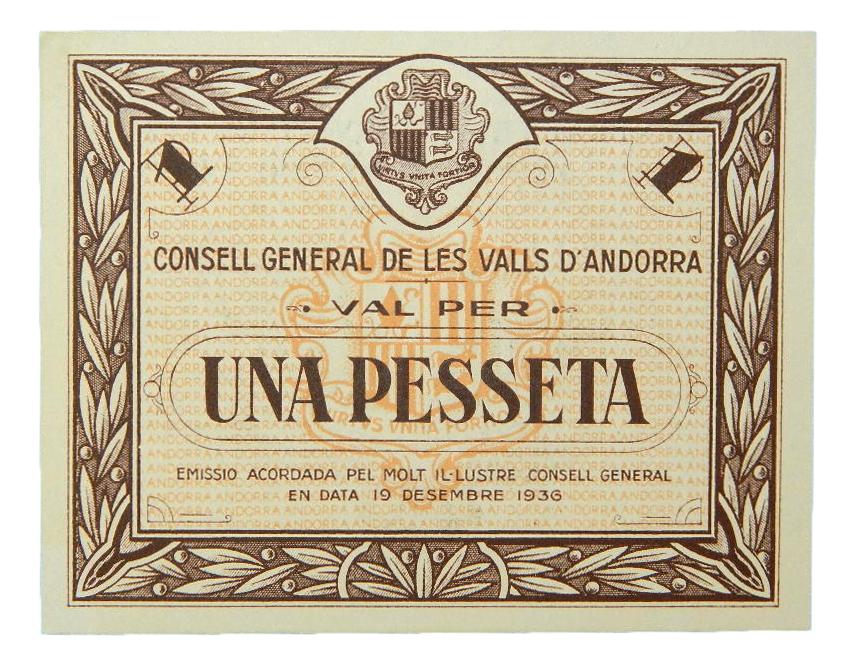 1936 - ANDORRA - BILLETE - 1 PESETA - SC