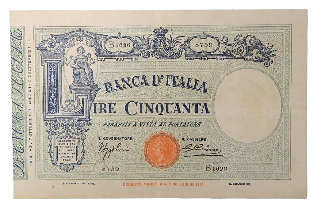 1931/1936 - ITALIA - 50 LIRE - PICK 47C - MBC